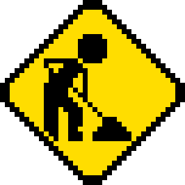 Under construction sign: a worker digging